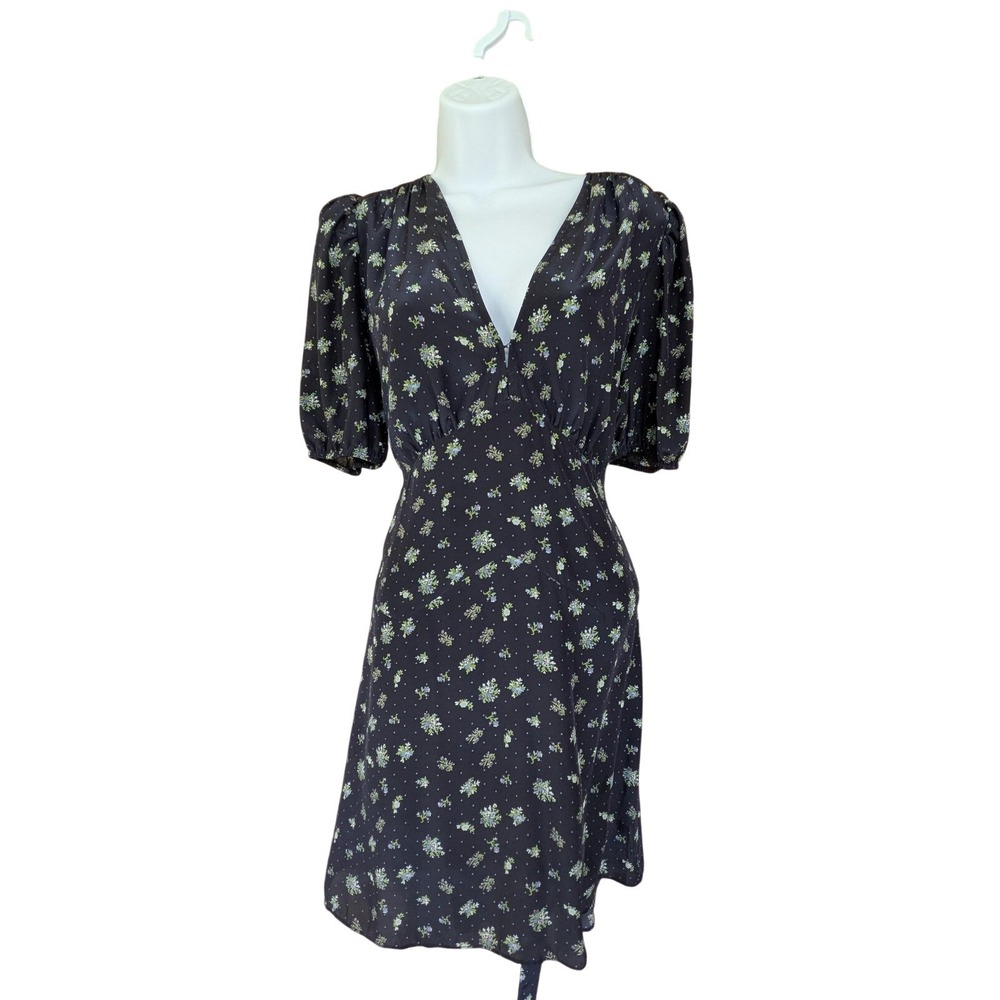 Heartloom Cottagecore Coquette Prairie Floral Wrap Dress Romantic Blue M